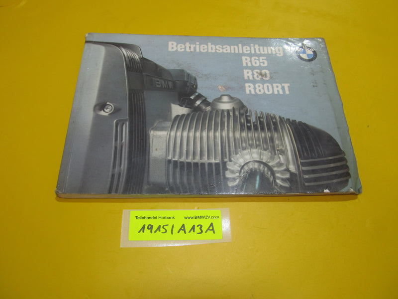 BMW R100 R80 R65 RT Betriebsanleitung Serviceheft 9798484 1985 riders manual